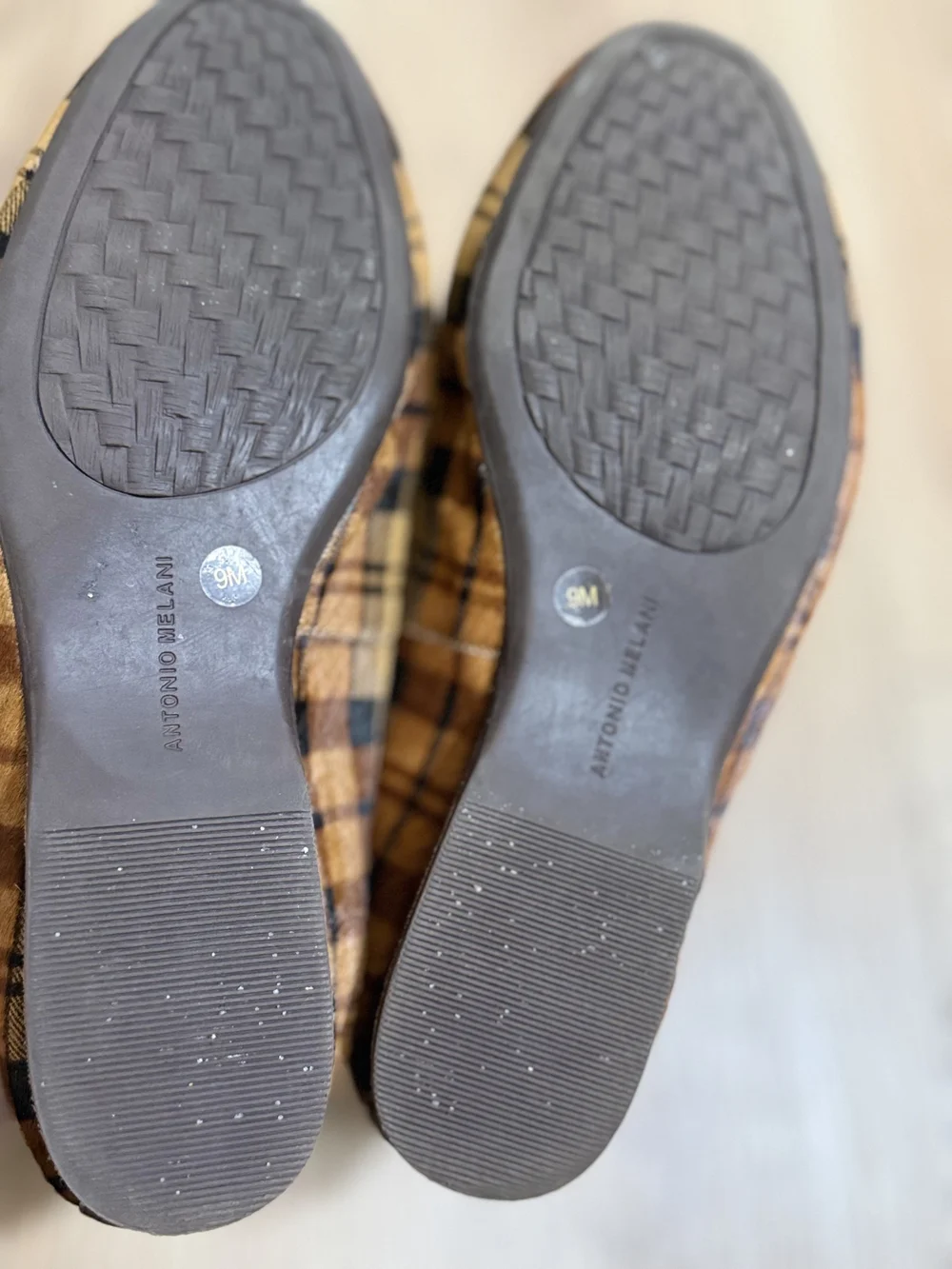 ANTONIO MELANI Plaid Loafers in Tan and Black